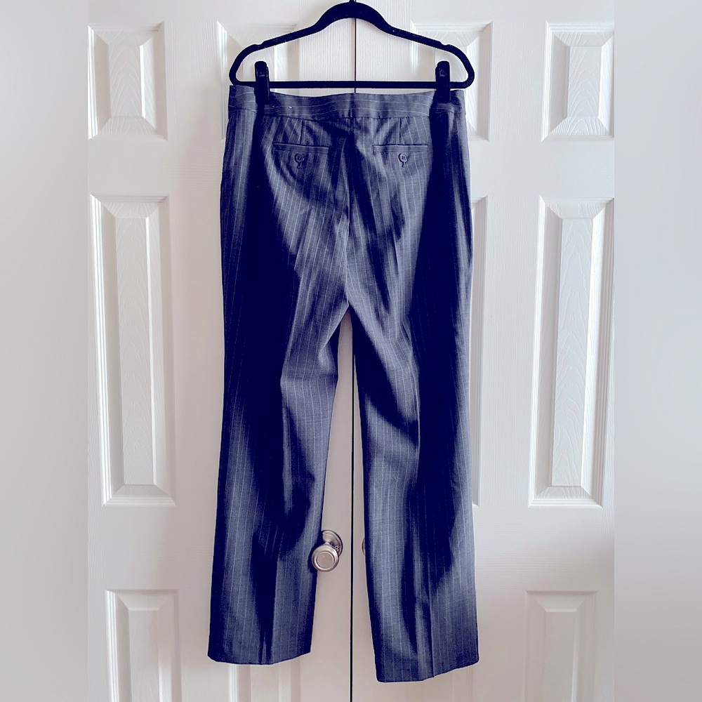 JONES NEW YORK NAVY WOOL BLEND PINSTRIPE WIDE LEG PANTS CAREER Blue 12 - Picture 2 of 7